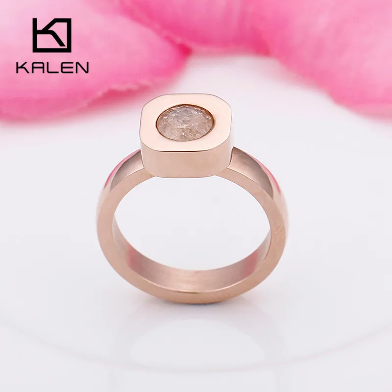 KR48033-K Недорогие кольца производства фирмы Kalen Tri-Цвет Нержавеющая сталь кольца для Для женщин Цвет Фул Mini Stone Перу кольца в богемном стиле обручальные кольца ювелирные изделия - Цвет основного камня: KR48033-K
