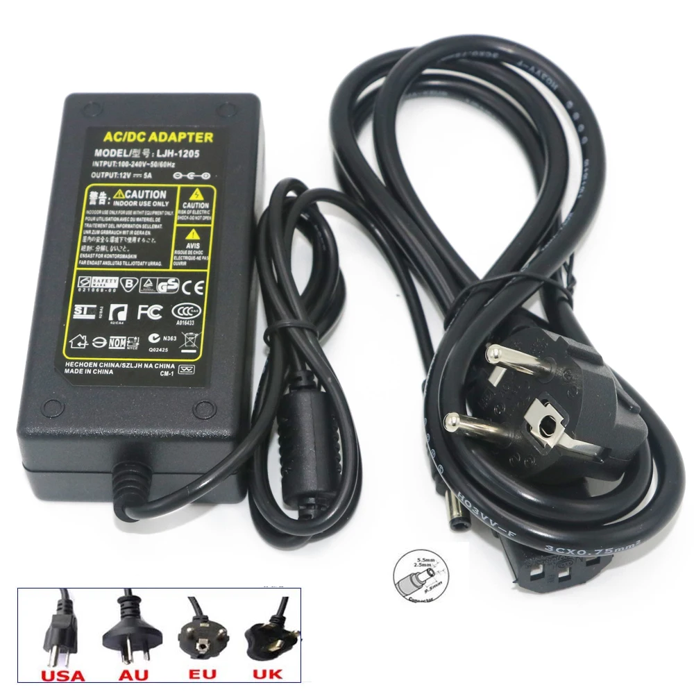 

1pcs AC Converter Adapter DC 12V 5A For Imax B5 B6 Balancer Charger AC Power Adapter Supply EU\UK\US\AU Plug for choose.