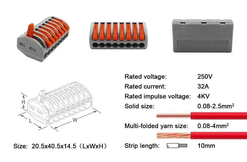10 шт./лот) Быстрый разъем Durab PCT 222-(412A-415A) 223-(313-315) 222-(412D-413D) Мини Универсальный Компактный проводной разъем