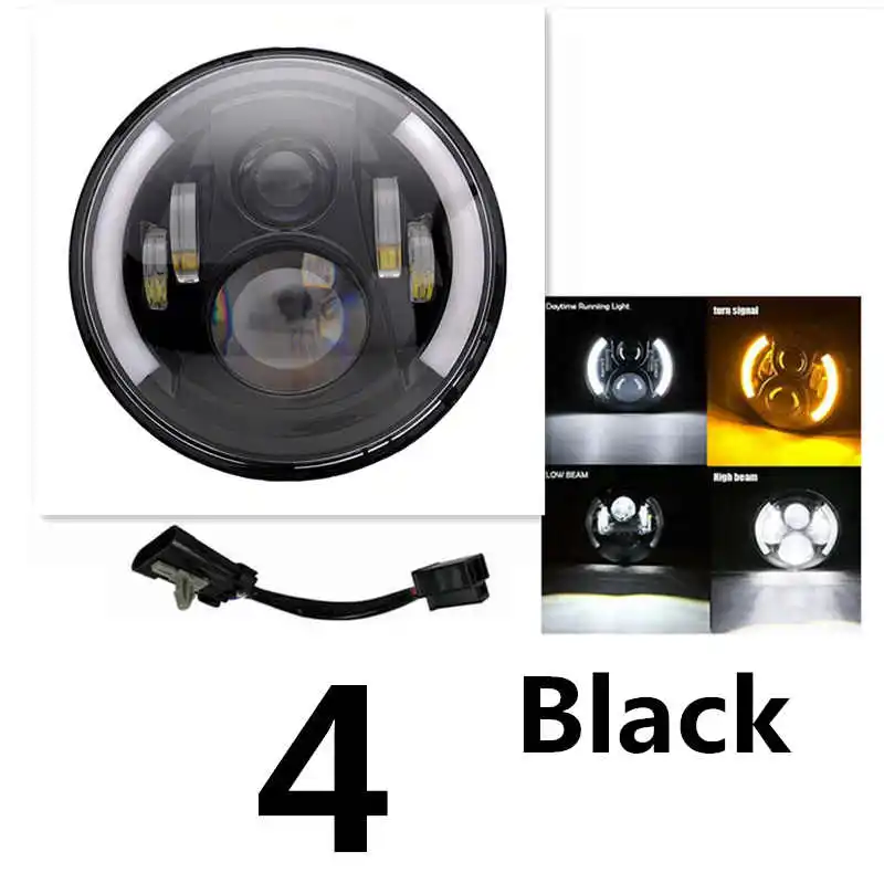 50w Halo light Black 7 дюймов мотоциклетные светодиодный головной светильник мотоцикл автомобильные фары 6500K H4 ваттов 60 ваттов 80 ваттов с углом зрения Янтарный Включите светильник для Harley Honda Yamaha - Цвет: 50w Halo light Black