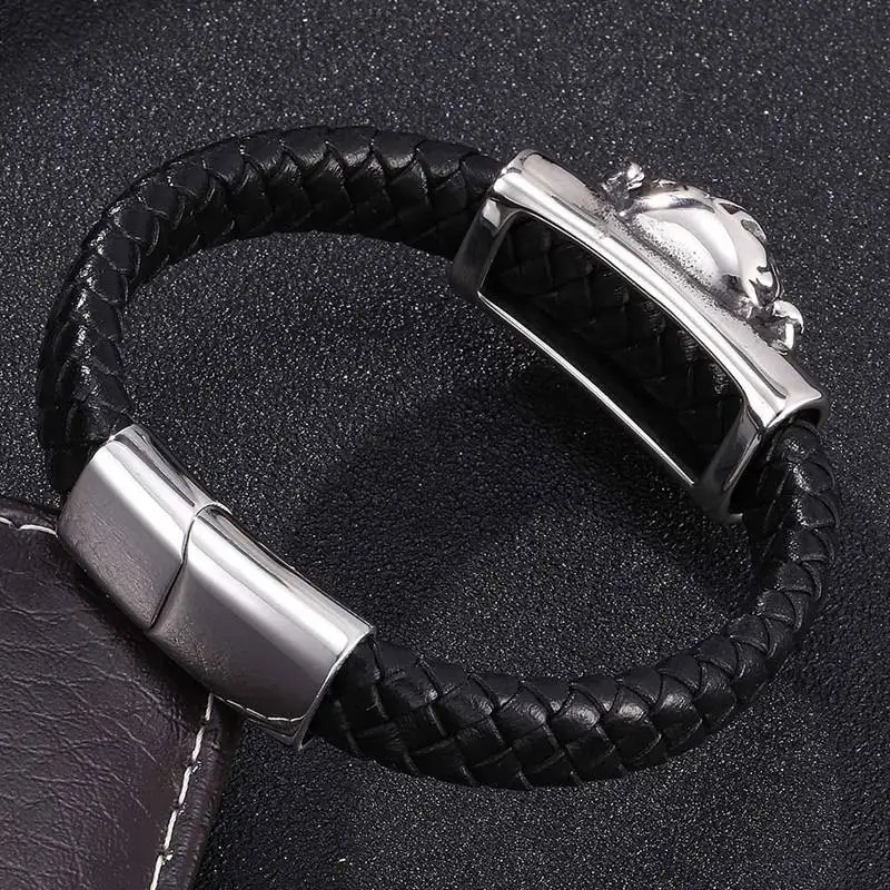 Мужской браслет-Талисман из натуральной кожи в стиле панк | Украшения и