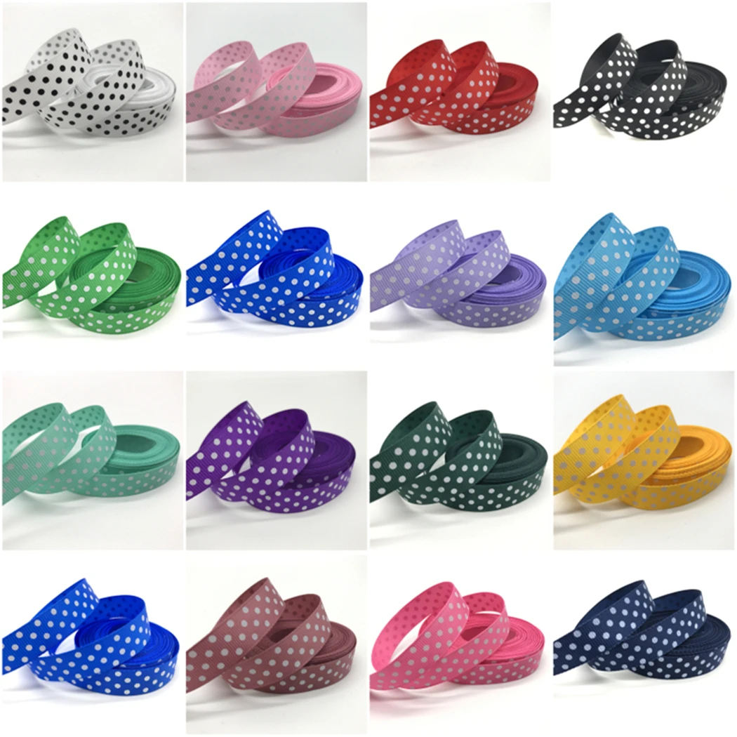 5Yards/Lot 5/8&quot 15mm Ribbon Grosgrain Printing Polka Dots Hair Bow Wedding Christmas Decoration Polyester DIY Sewing | Дом и сад
