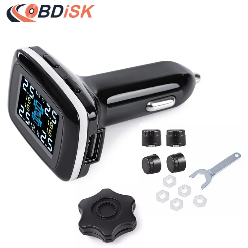 Беспроводная умная Автомобильная TPMS 12 V Цифровая система контроля давления в шинах сигнализация давления в шинах внешние и внутренние датчики