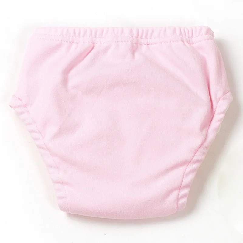 Pink Детские тренировочные штаны для унитаза, двухслойные, одноцветные, хлопковое нижнее белье, подгузники для маленьких мальчиков и девочек, Детские многоразовые подгузники - Цвет: Pink
