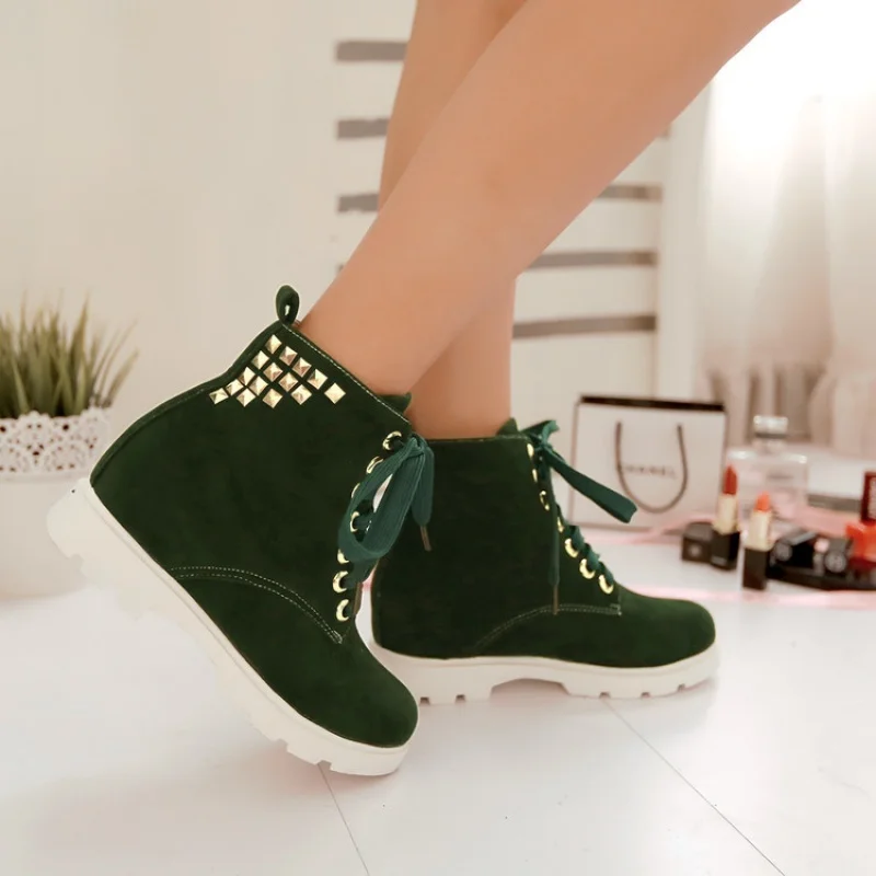 Осенне-зимняя обувь Корейская версия сладкий скраб с низкой Ботинки Martin мартенс