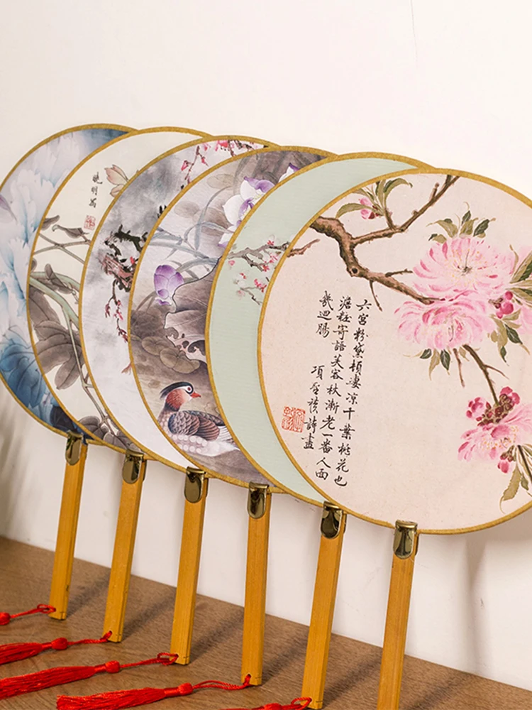 1 шт. винтажный Круглый Вентилятор классический китайский стиль вышивка ручной