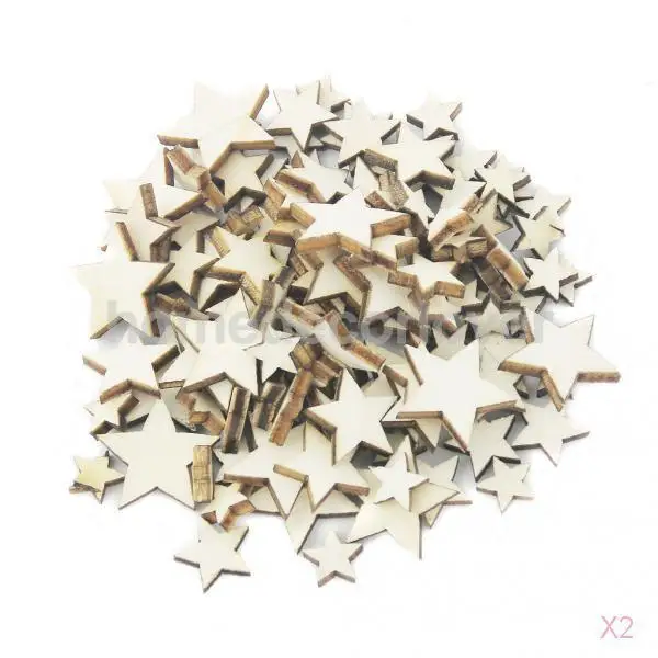 200pcs Assorted Size Unfinished Natural Wooden Star Shape DIY Craft Woodwork Wedding Embellishments | Дом и сад