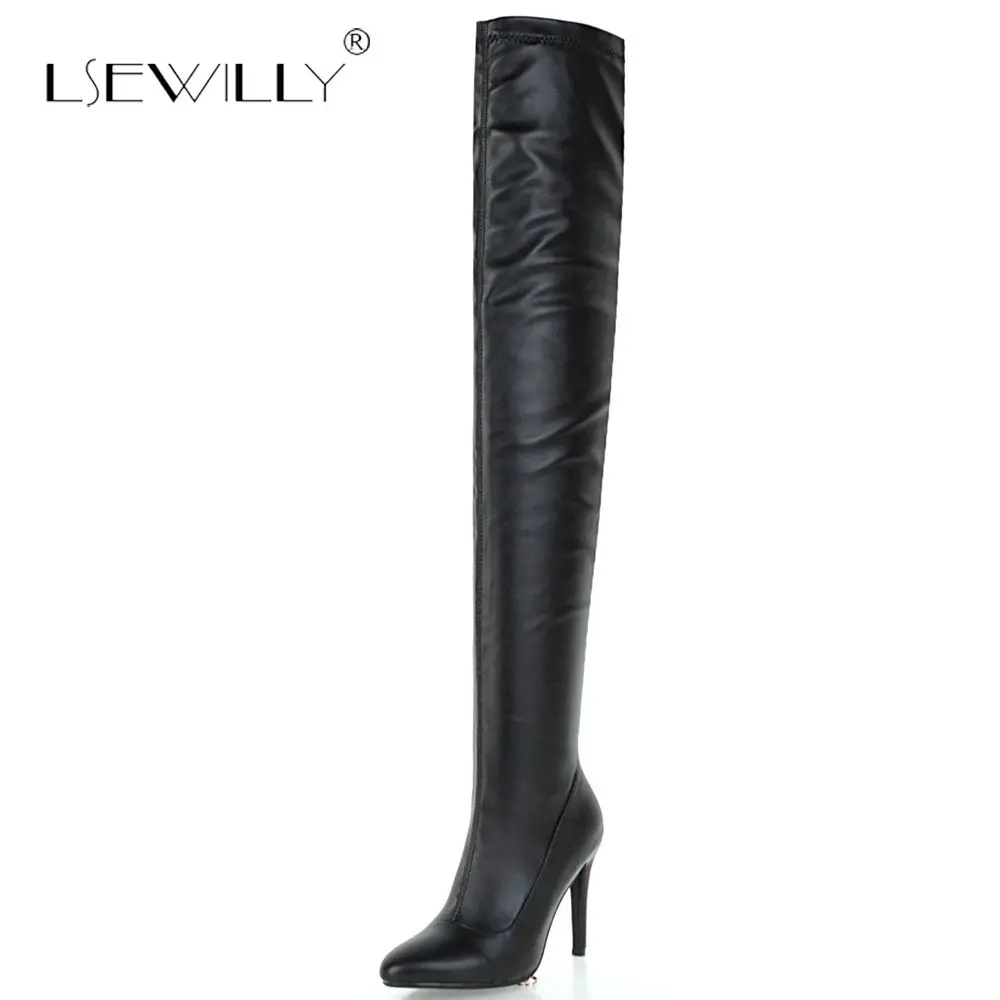 

Lsewilly New Winter Women Boots Sexy Over-the-knee High Heels Pointed Toe Boots Thigh High Boots Shoes Botas Size 33-48 S698