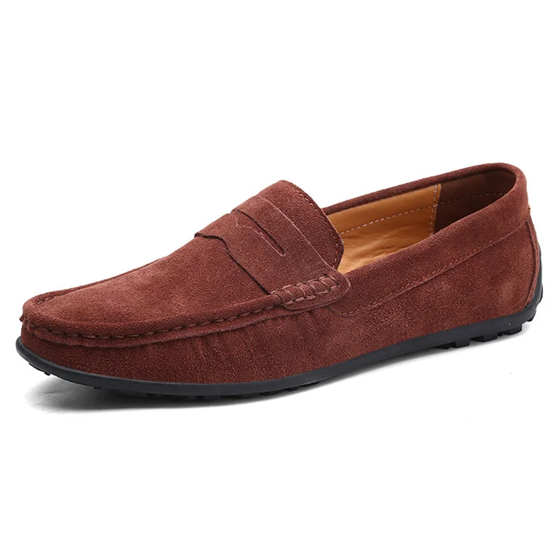 Men Casual Shoes Fashion Male Suede Leather Loafers leisure Moccasins Slip On Men's driving Flats Plus Size 47 | Обувь