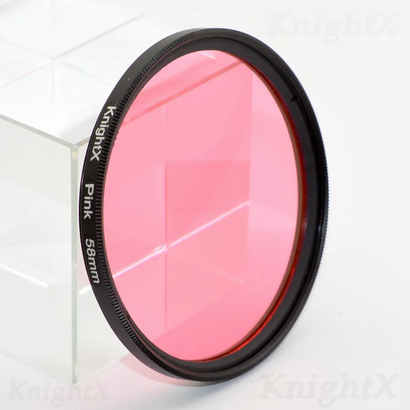Pink KnightX 24 цвета защитный УФ-фильтр для ND CPL Для nikon canon 49 52 55 58 62 67 72 77 мм Комплект фильтров 1200d d3300 комплект d70 d600 dslr фото 700d d5500 - Цвет: Pink