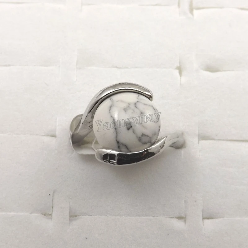 Женское кольцо из натурального белого полудрагоценного камня 50 шт. оптовая