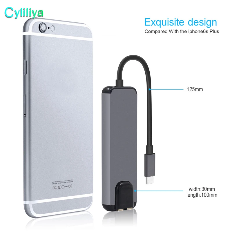 5 in 1 USB Type C Hub Hdmi 4K to Gigabit Ethernet Rj45 Lan Adapter for Macbook Pro Thunderbolt 3 USB-C Charger Port | Электроника
