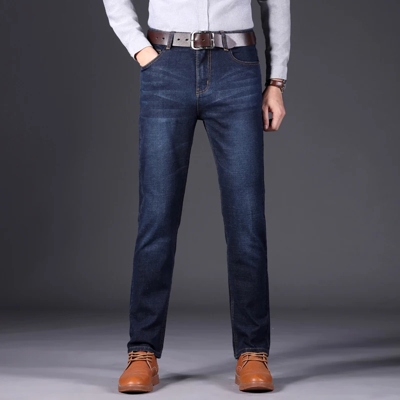 Новинка 2018 осенние мужские Модные джинсы деловые повседневные Стрейчевые