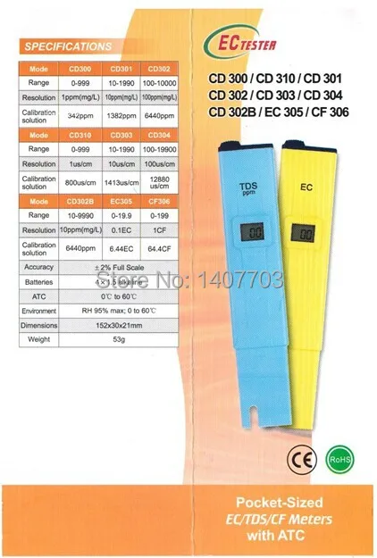 Карманный Измеритель проводимости ручка ec метр cd 304 100 19990 США/см|conductivity meter|ec metermeter