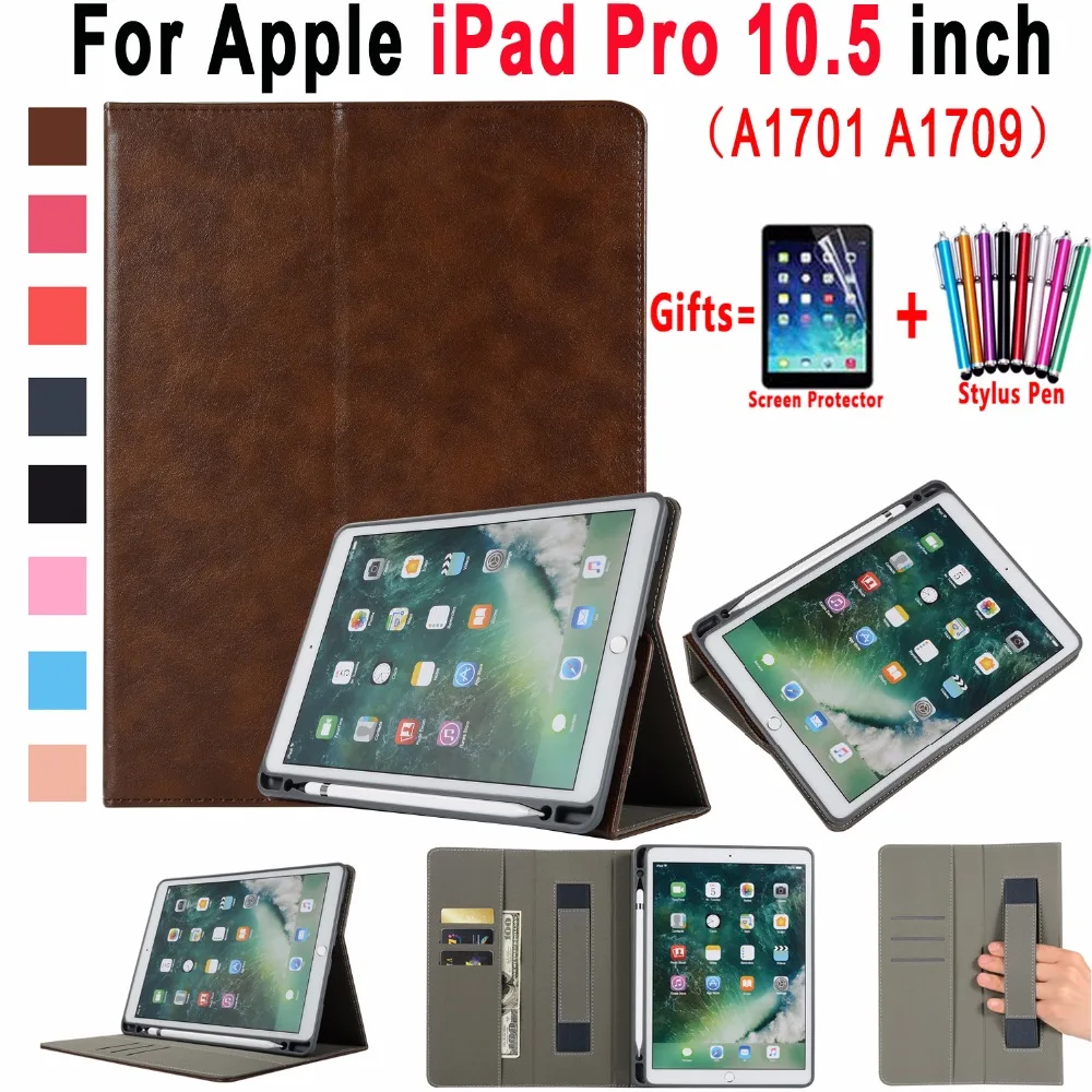 Рrемiuм кожа ручной Smart кремния чехол для Apple Pro 10 5 дюймов 2017 с карандашница A1701 A1709