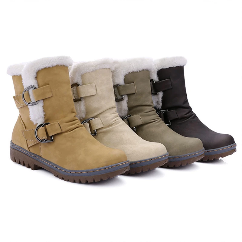 

Ankle Boots For Women Female Shoes Warm Autumn Winter Snow Med Heel Hot Fashion Design Plus Size Low Heel Zip Free Shipping