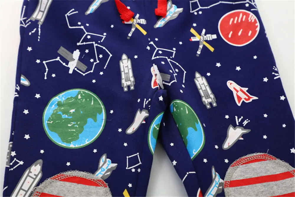 Хлопковые Штаны для мальчиков Littlemandy Earth Space детские брюки брендовая одежда