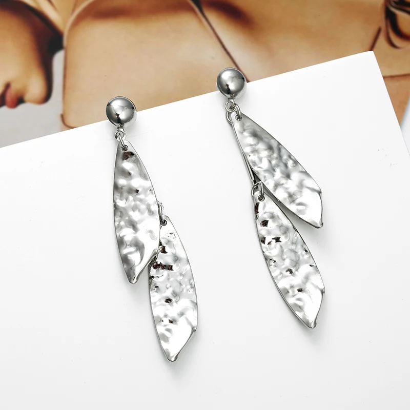 Женские серьги капельки золотого и серебряного цвета модные в европейском