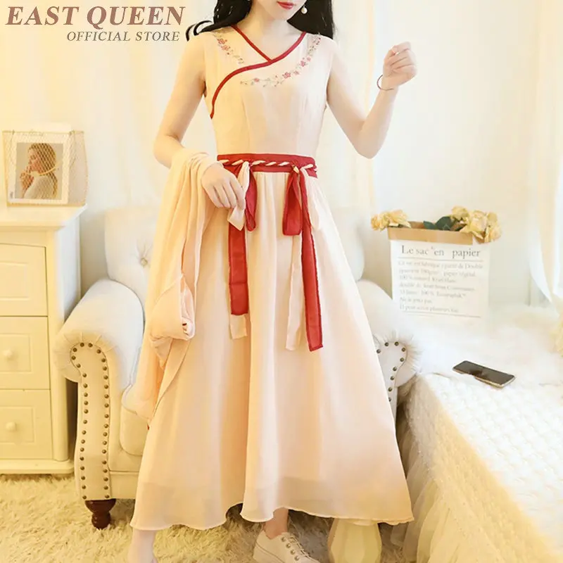 Traditional Chinese Clothing For Women Half Sleeve Robe Vintage Femme Embroidery Chiffon Two Style Hanfu Dress TA1707 | Тематическая