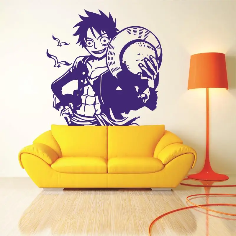One-Piece-Luffy-WallDecal-comics и анимационная наклейка переводная виниловая настенная