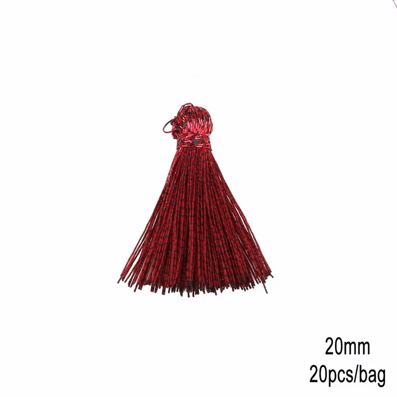 20mm Burgundy 20 шт Разноцветные Мини кисточки бахрома кулон DIY 15 мм 20 мм вечерние шнуры кисточка отделка одежды шторы украшения кисточки кружево - Цвет: 20mm Burgundy