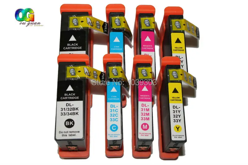 8 шт., картриджи для принтеров Dell V525w V725w