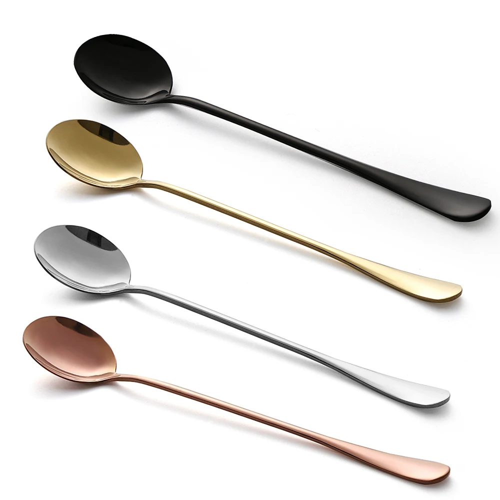 Новинка 4 цвета десертная ложка из нержавеющей стали с длинной ручкой ложки для