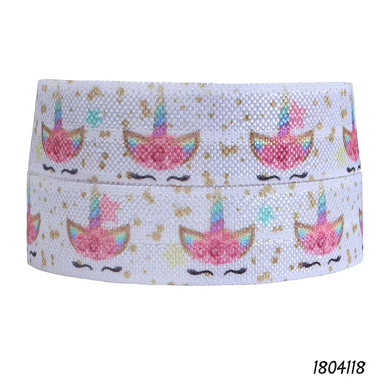 

(50 yards/lot) Wholesale cheap price rainbow gradient colors unicorn horn printed foe