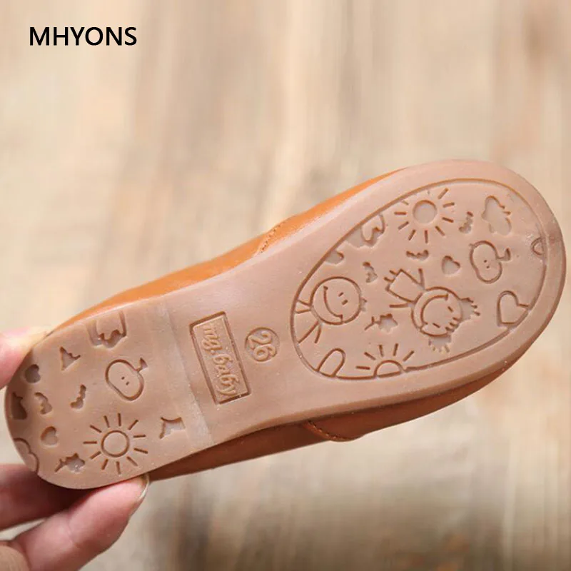 MHYONS/2019 Новинка детская кожаная обувь для мальчиков и девочек Винтаж принцессы