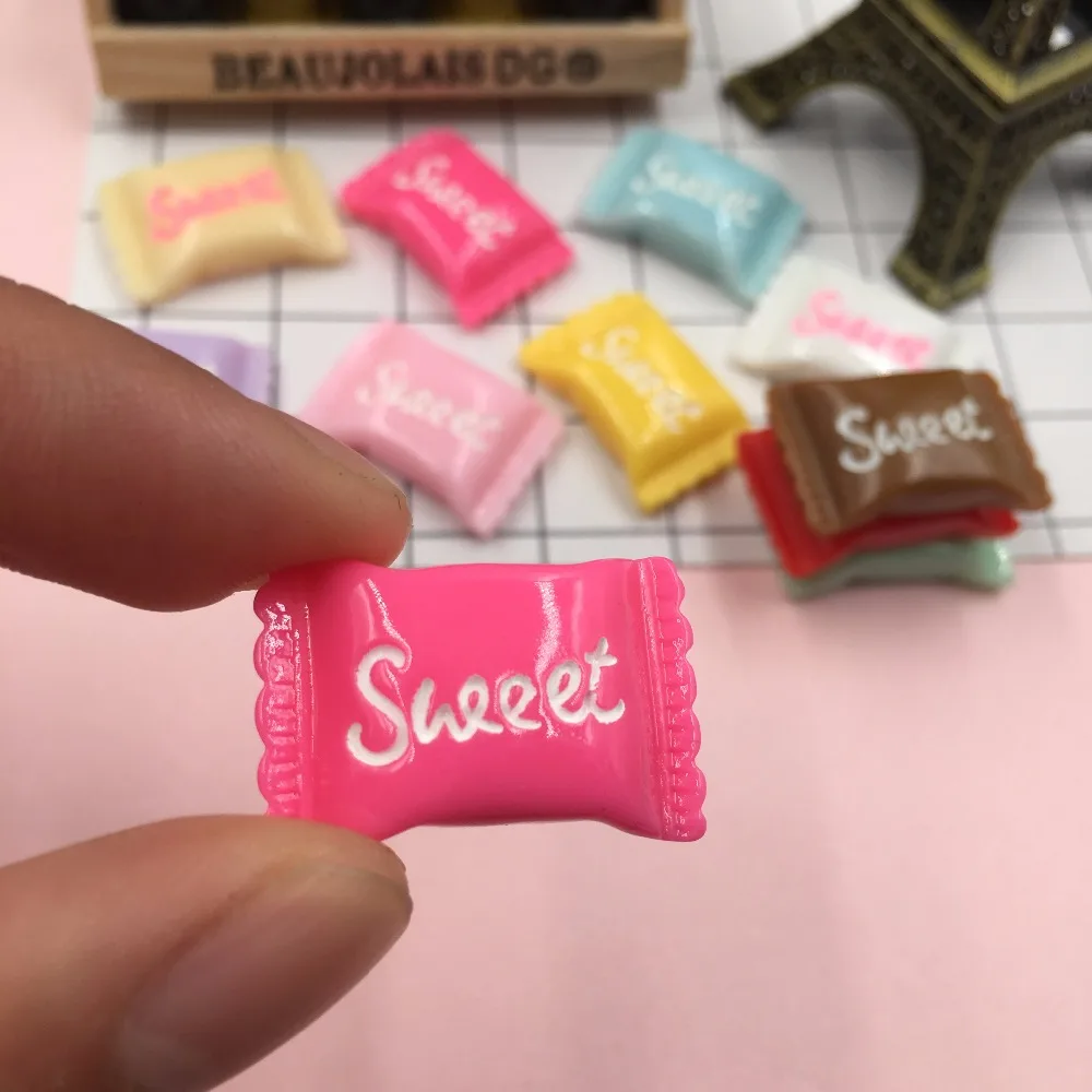 Миниатюрные кавайные конфеты из смолы кабошон с плоской задней поверхностью для