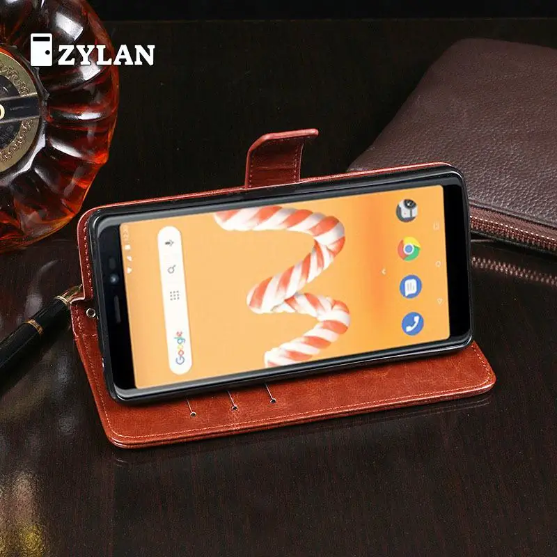 Кожаный чехол для телефона ZYLAN Filp Wiko Sunny 3 Plus с держателем карт кошелек сумка и