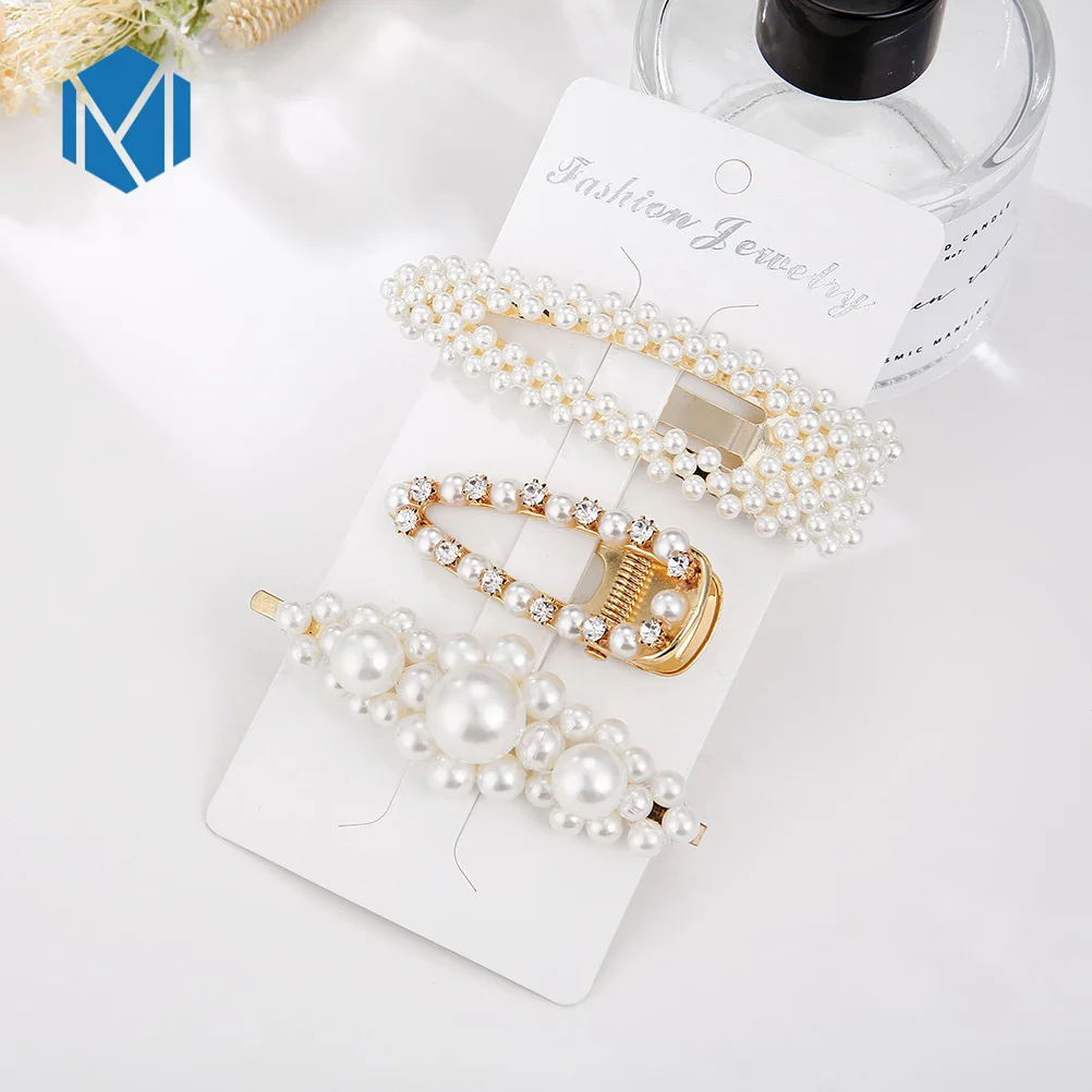 3pcs L 1 комплект INS модные элегантные жемчужные аксессуары и клипсы для волос для женщин девочек украшение для волос винтажная Свадебная Геометрическая шпилька для волос из сплава металлов - Цвет: 3pcs L