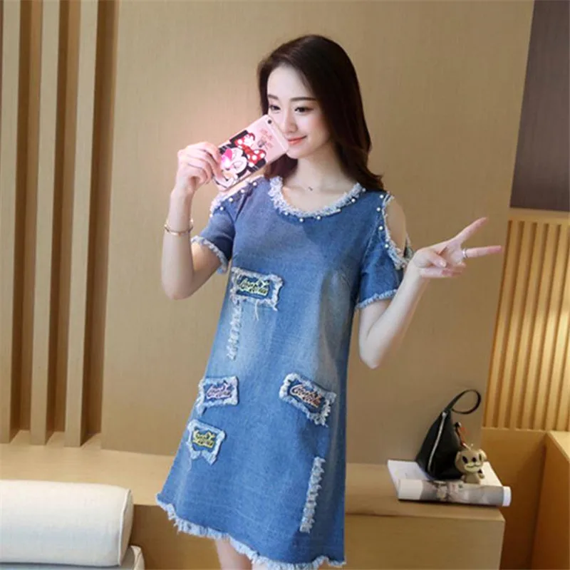 Корейское летнее женское джинсовое платье 2020 Новое Женское свободное