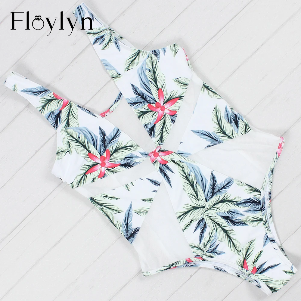 Монокини Floylyn с вырезами сексуальный сетчатый слитный купальник женский