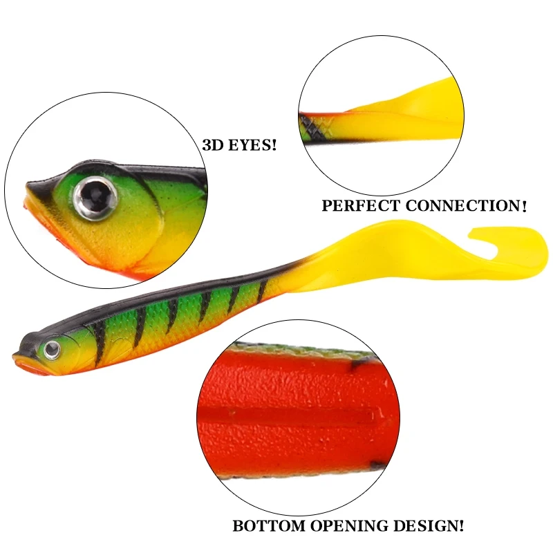 YTQHXY 4pcs/lot 115mm 6.3g Soft Bait Belly Chest Open Fork Tail Simulation Minnow Fishing Lure Swimbait Shaped YE-163 | Спорт и
