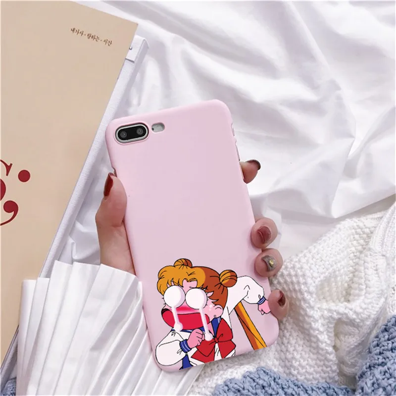 Роза аниме японское Сейлор Мун каваи Кот Caso de Telefone Para o iphone 6 Puls S 7 8 Puls X Casos Macio Voltar Capa Funda Coque