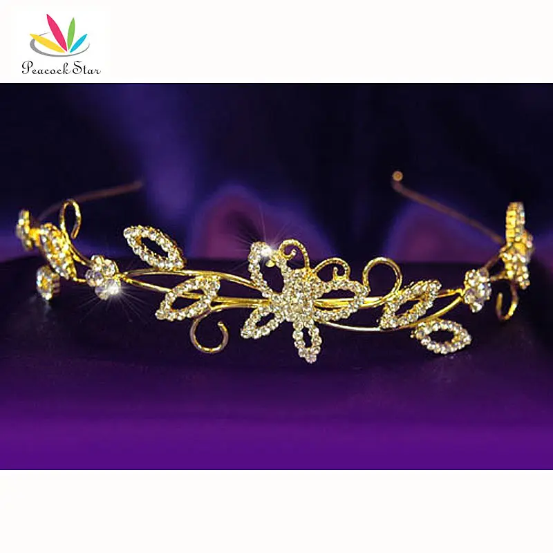 Павлин Звезда Свадьба Подружка невесты качество Кристалл Золотой Цвет Бабочка