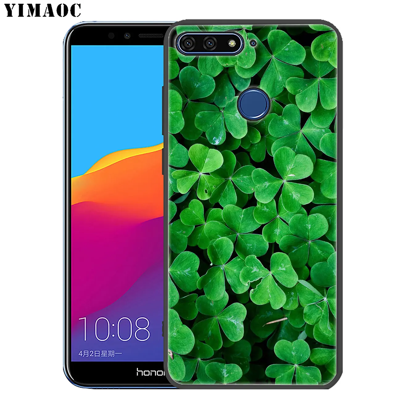Мягкий чехол YIMAOC для Huawei Honor 20 Pro 8C 8X 8 9 9X 10 Lite 7X 7A с зеленым клевером листьями