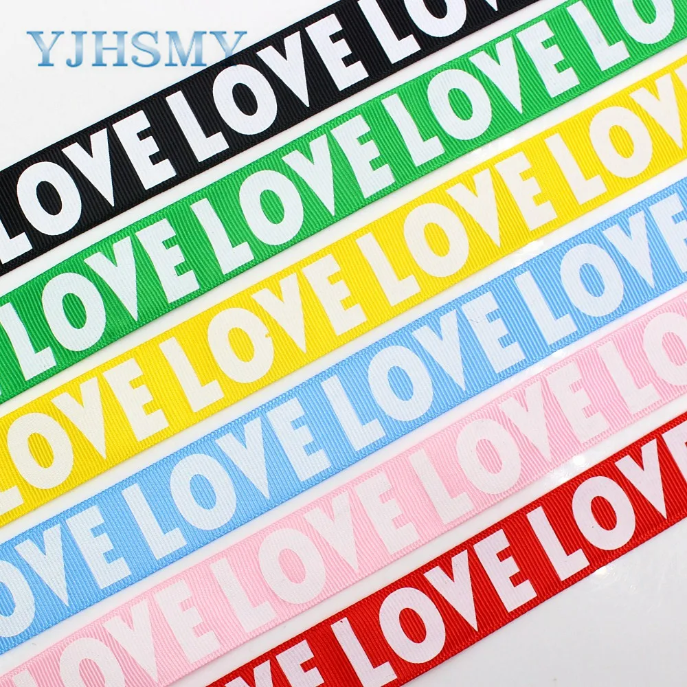 Yjhsmy 1801058 3 ярдов 25 мм английский ЛЮБОВЬ Grosgrain печатные ленты поделки ручной работы