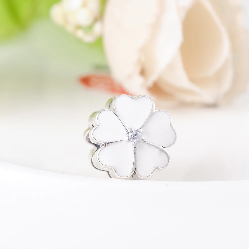 Suplush Elegance Enamel Flower Primrose Clip Beads Fit Original Pandora Charm Bracelets 925 Sterling Silver Jewelry DIY PSMB0806 | Украшения