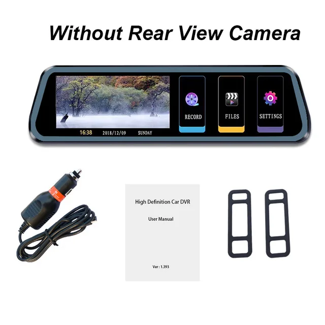 No Rear Camera MaoHooMa Автомобильный видеорегистратор Камера 10 дюймов потоковое зеркало заднего вида видеорегистратор FHD 1080 P Авто регистратор видео рекордер с камерой заднего вида - Color Name: No Rear Camera