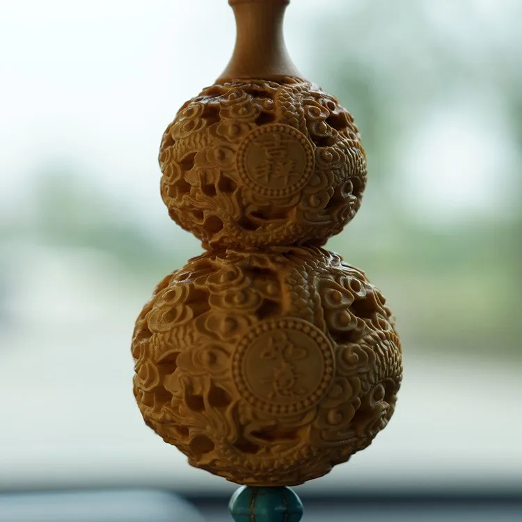 Delicate Lovely Chinese Traditional Handicrafts Lucky Boxwood Gourd Carved with Beautiful Dragon Design | Дом и сад