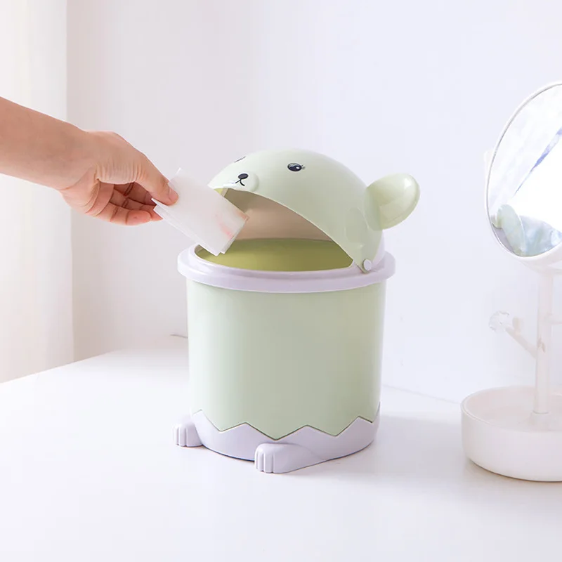 Креативные милые мини флип Пластик мусорное ведро настольное мусорные баки