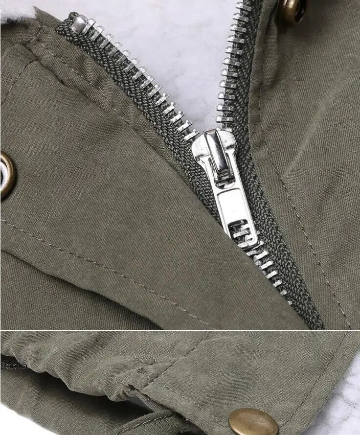 2017 корейские модные женские зимние пальто армейский зеленый воротник из