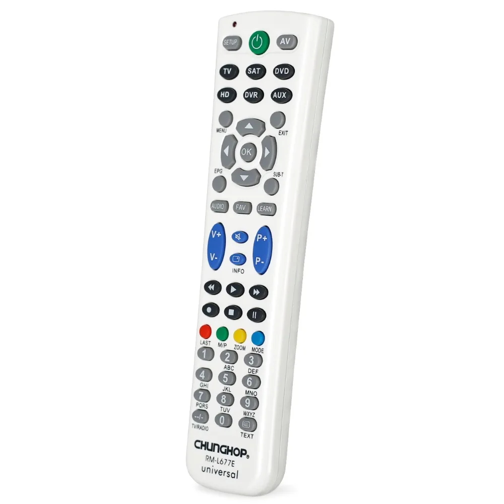 Универсальный Chunghop RM-L677E дистанционного Управление для ТВ DVD SAT/CBL DVR AUX