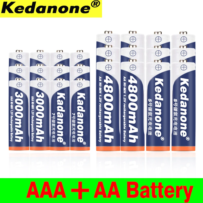 1 2 V 4800mAh NI MH AA перезаряжаемые батареи + AAA 3000 mAh перестраиваемый аккумулятор