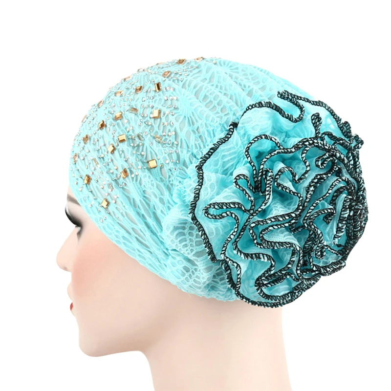 Women Rhinestone Cap Cancer Chemo Headscarf Hat Muslim Stretch Sleeping Scarf |