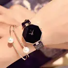Женские Модные Аналоговые кварцевые часы с ремешком из искусственной кожи, ромбовидные наручные часы