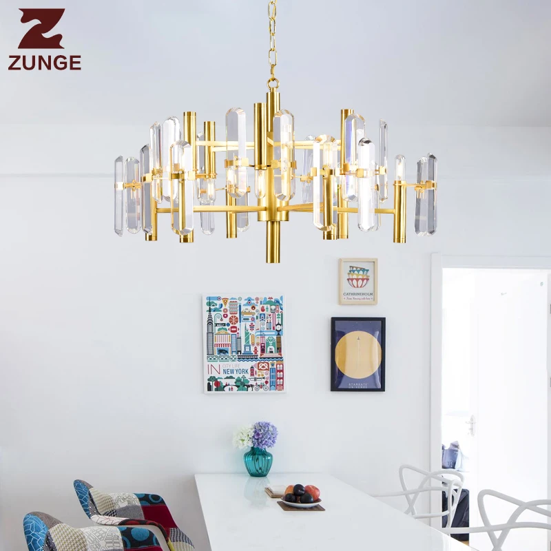 Современный светодиодный роскошная люстра огни в Гостиная большие медные