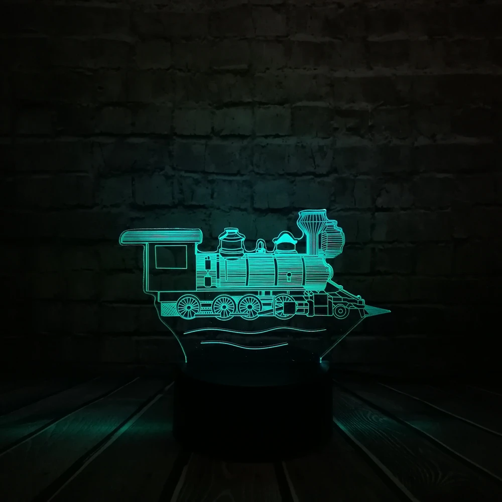 Иллюзия 7 цветов изменение 3D акриловая головка для дорожного поезда usb зарядка